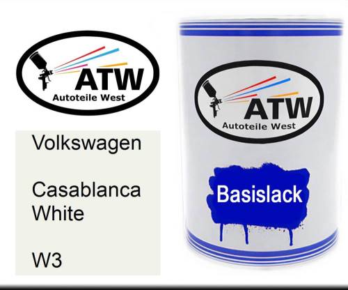 Volkswagen, Casablanca White, W3: 500ml Lackdose, von ATW Autoteile West.